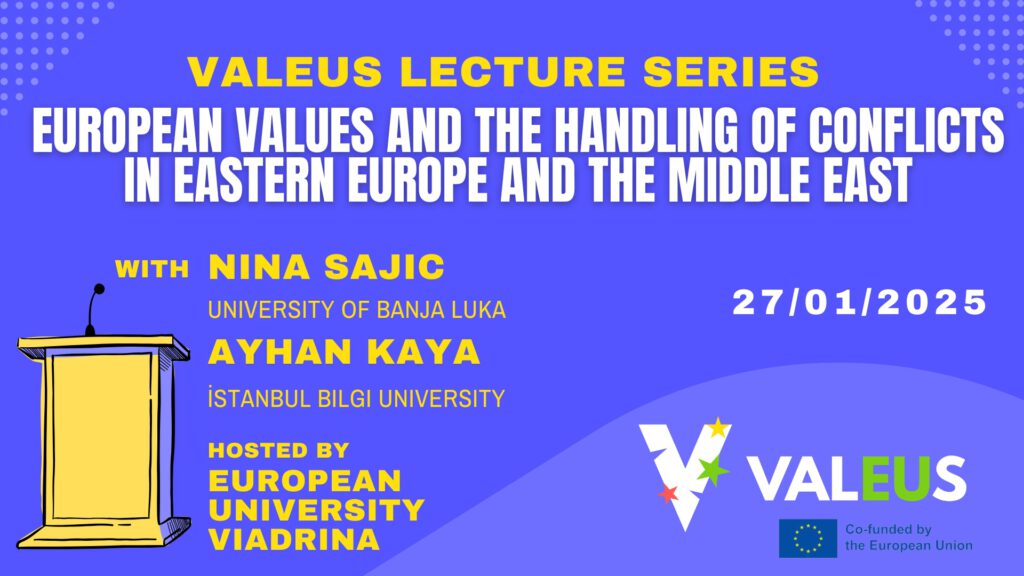[Recording] ValEUs Lecture Series (11): European values and the handling of conflicts in Eastern Europe and the Middle East