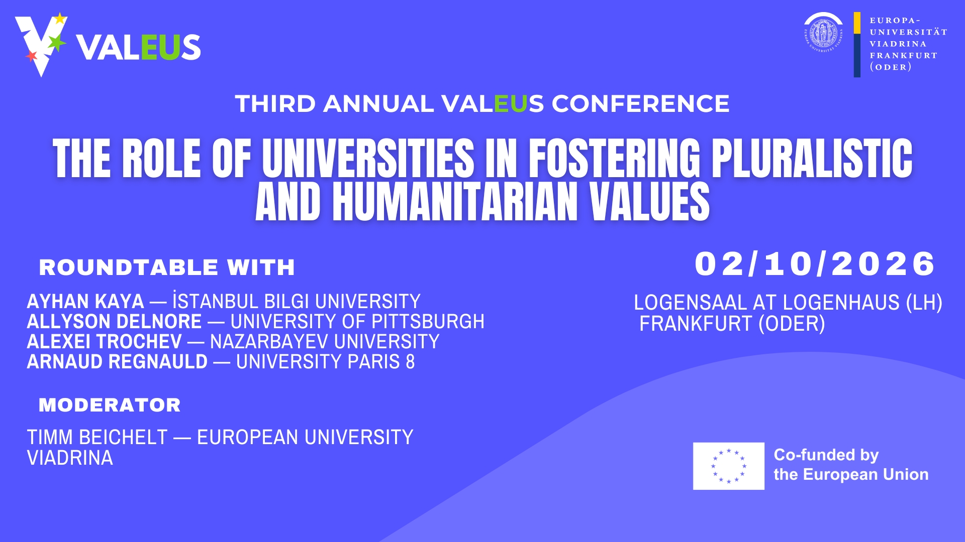 Third Annual ValEUs Conference: Looking Ahead – The Role of Universities in Fostering Pluralistic and Humanitarian Values