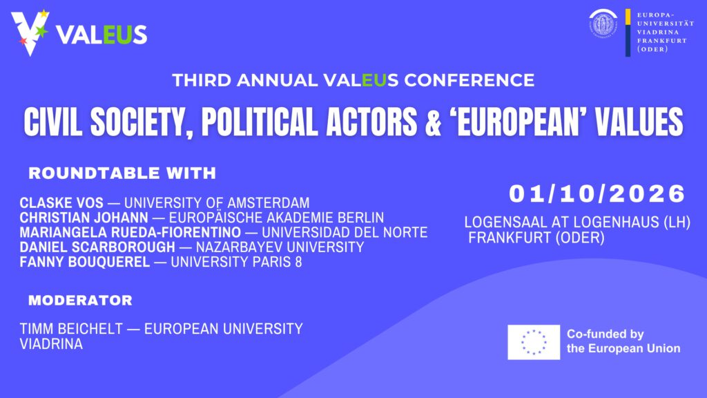 Third Annual ValEUs Conference: Civil Society, Political Actors, and Their Struggle with ‘European’ Values